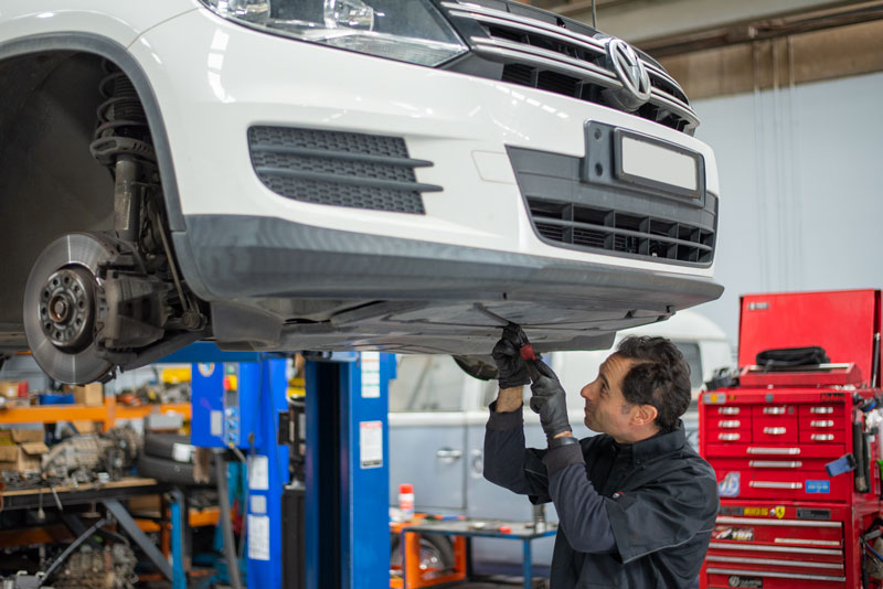 Vehicle inspection on a workshop hoist